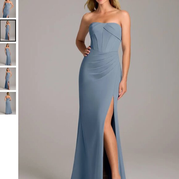 Azazie “Chantel” Dress – Strapless Sheath Chiffon Gown in Twilight - Picture 3 of 3